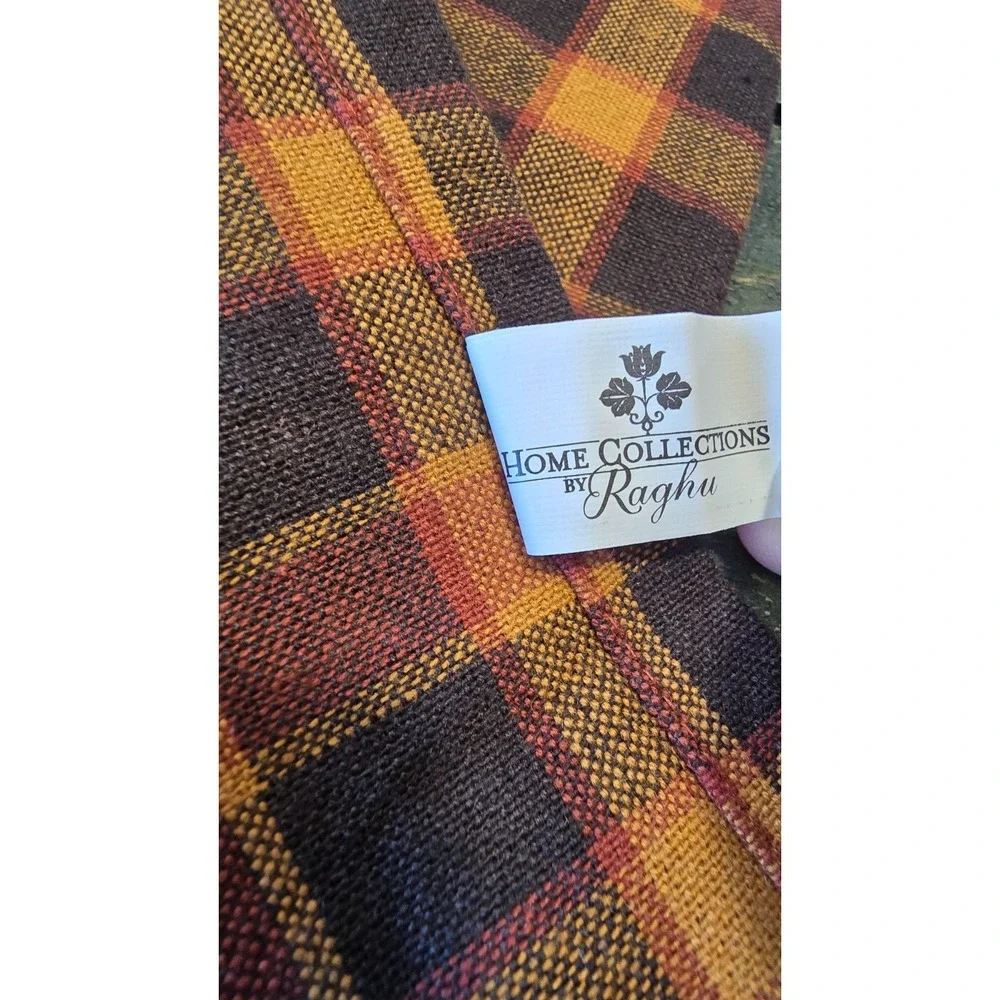 Primitive Country Farmhouse Autumn Fall HOMESTEAD Black Plaid w/ Star Tab Towel